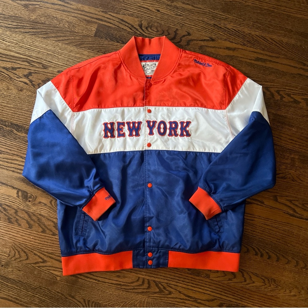Vintage Mitchell & Ness New York Mets Blue Orange Satin Jacket Men’s 2XL